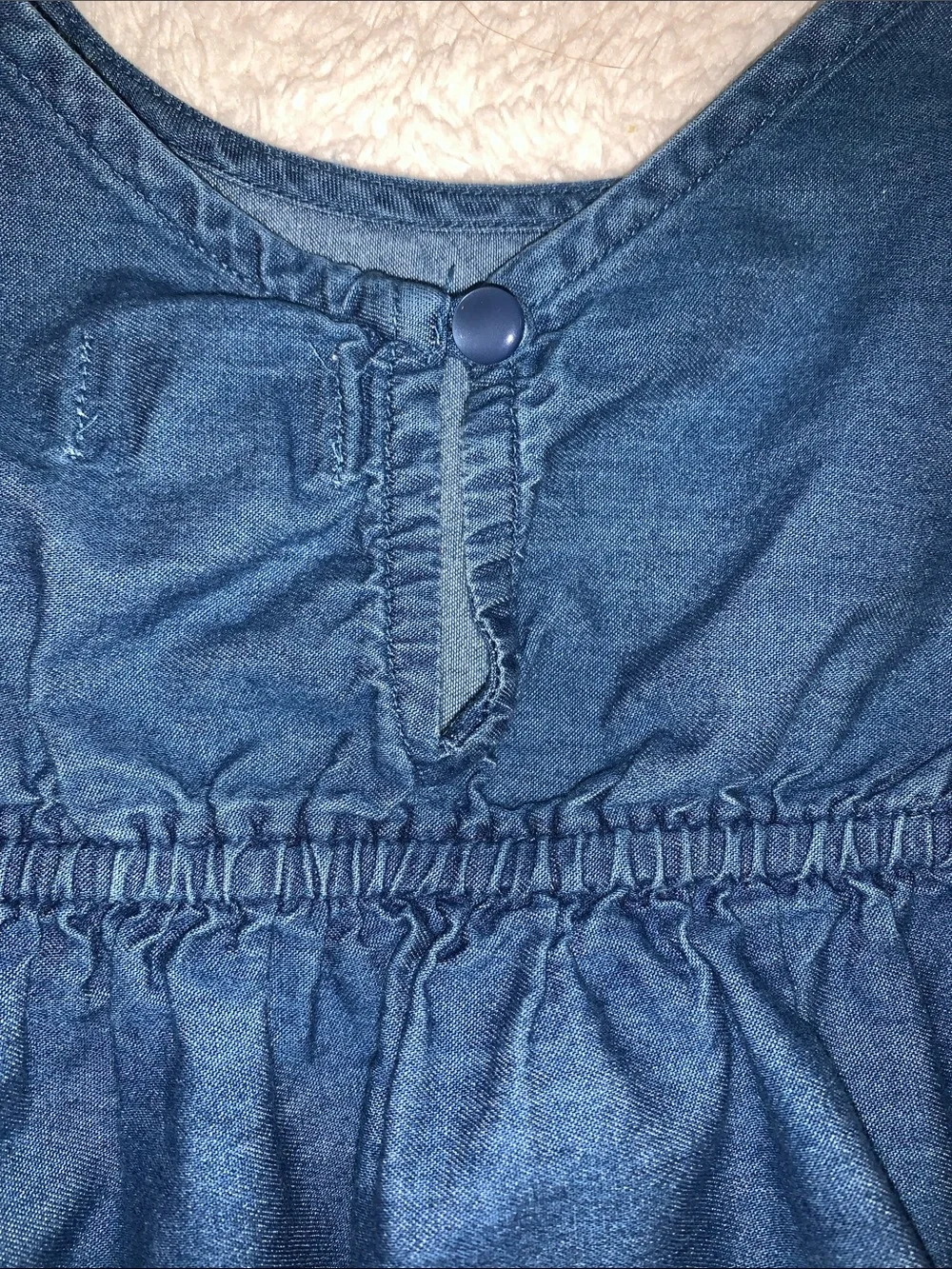 Old Navy Blue Geometric Eyelet Design Dress 12-18M Baby Girl